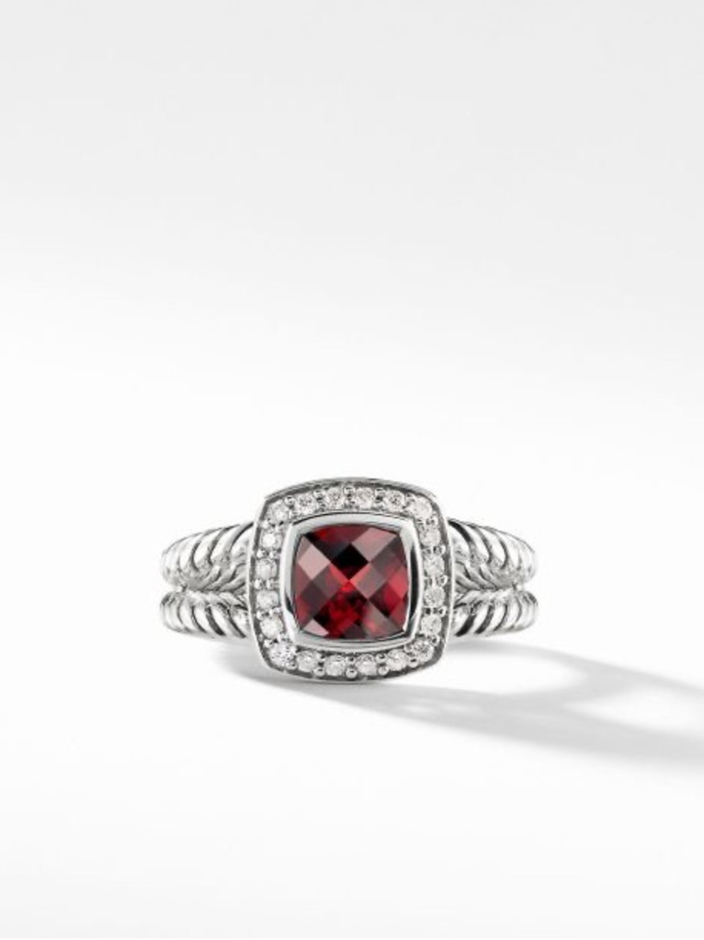 David Yurman Petite Albion Ring with Garnet and Diamonds